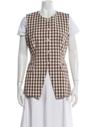 Pre-owned Veronica Beard Plaid Print Vest W/ Tags In Brown