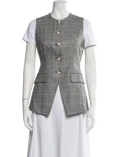 Pre-owned Veronica Beard Plaid Print Vest W/ Tags In Grey/silver