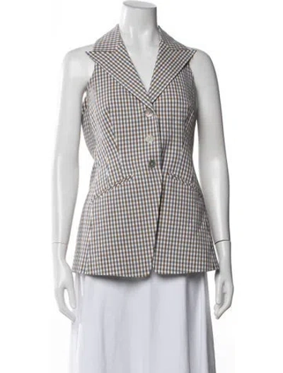 Pre-owned Veronica Beard Plaid Print Vest W/ Tags In Neutral