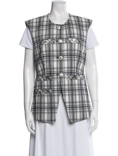 Pre-owned Veronica Beard Plaid Print Vest W/ Tags In White