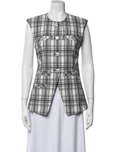 Pre-owned Veronica Beard Plaid Print Vest W/ Tags In White