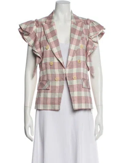 Pre-owned Veronica Beard Plaid Print Vest In White