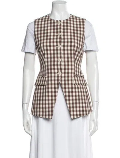 Pre-owned Veronica Beard Plaid Print Vest In White