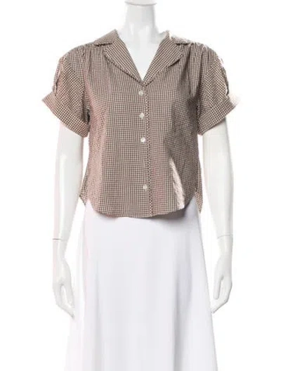 Pre-owned Veronica Beard Plaid Print V-neck Button-up Top In Multi