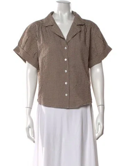 Pre-owned Veronica Beard Plaid Print V-neck Top W/ Tags In Brown