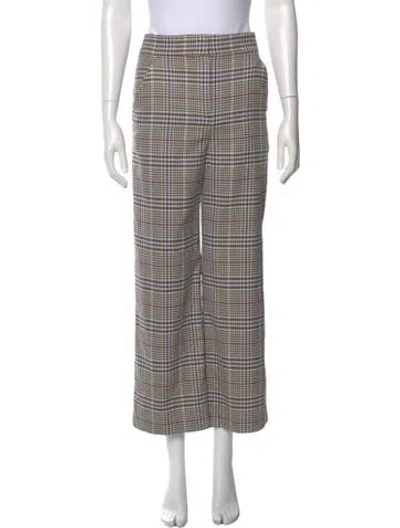 Pre-owned Veronica Beard Plaid Print Wide Leg Pants