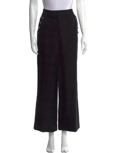 Pre-owned Veronica Beard Plaid Print Wide Leg Pants In Black