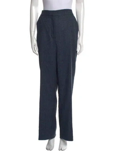 Pre-owned Veronica Beard Plaid Print Wide Leg Pants In Blue