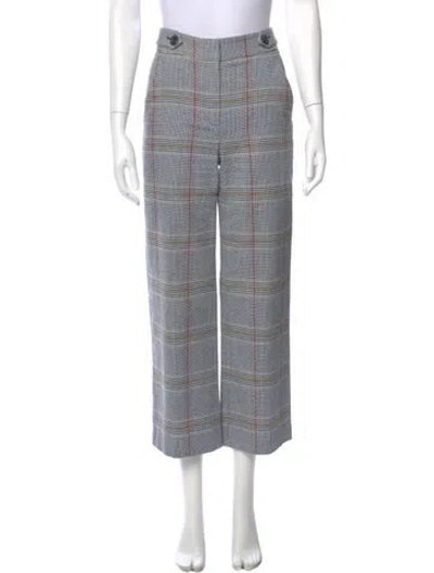 Pre-owned Veronica Beard Plaid Print Wide Leg Pants In Blue