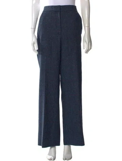 Pre-owned Veronica Beard Plaid Print Wide Leg Pants In Blue