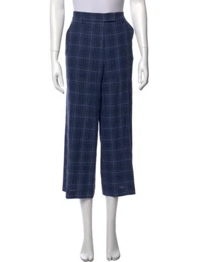 Pre-owned Veronica Beard Plaid Print Wide Leg Pants In Blue