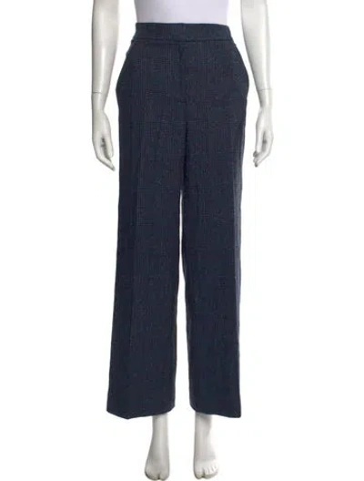 Pre-owned Veronica Beard Plaid Print Wide Leg Pants In Blue