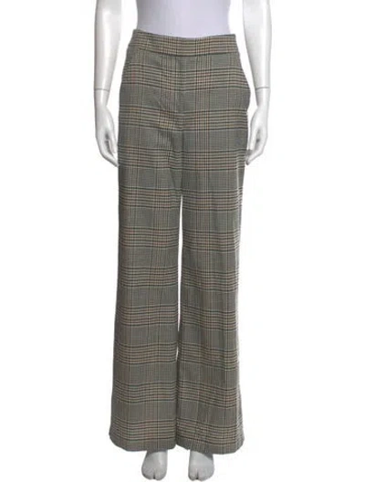 Pre-owned Veronica Beard Plaid Print Wide Leg Pants In Blue/neutrals