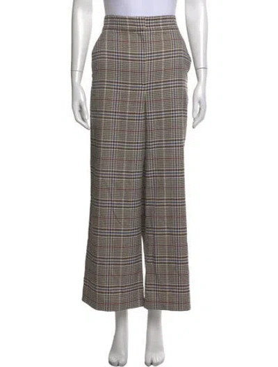 Pre-owned Veronica Beard Plaid Print Wide Leg Pants In Blue/neutrals