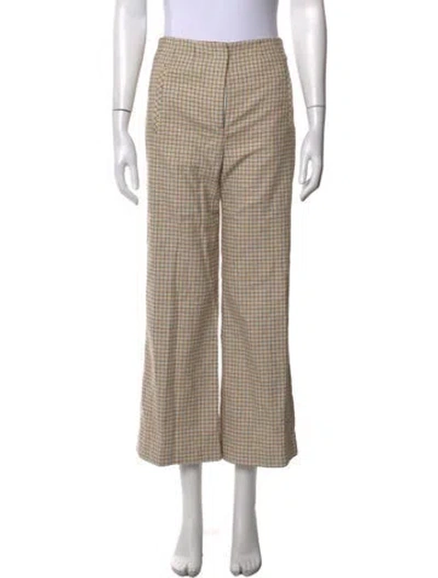 Pre-owned Veronica Beard Plaid Print Wide Leg Pants In Blue/yellow