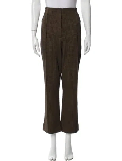 Pre-owned Veronica Beard Plaid Print Wide Leg Pants In Brown