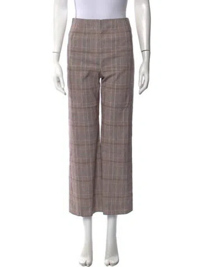 Pre-owned Veronica Beard Plaid Print Wide Leg Pants In Brown