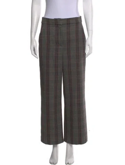 Pre-owned Veronica Beard Plaid Print Wide Leg Pants In Gray