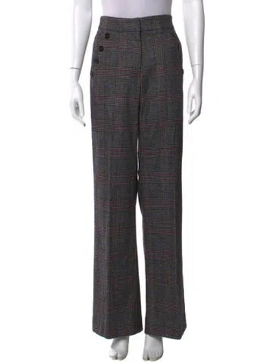 Pre-owned Veronica Beard Plaid Print Wide Leg Pants In Gray