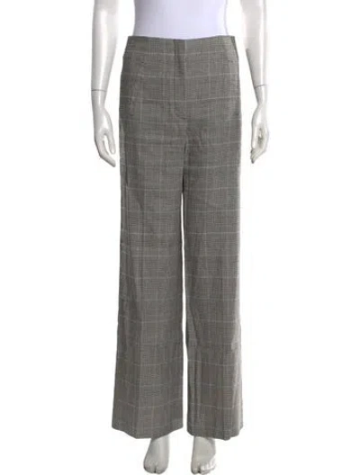 Pre-owned Veronica Beard Plaid Print Wide Leg Pants In Gray