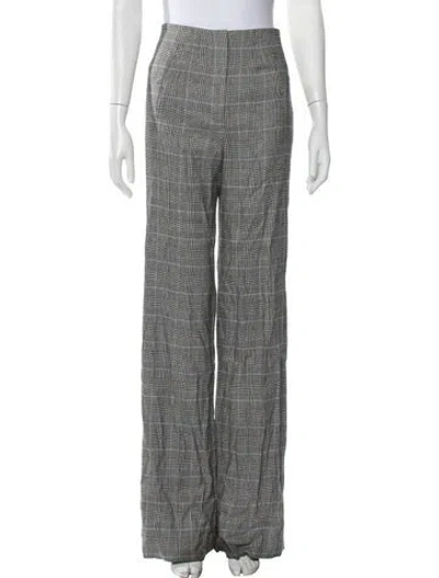 Pre-owned Veronica Beard Plaid Print Wide Leg Pants In Gray