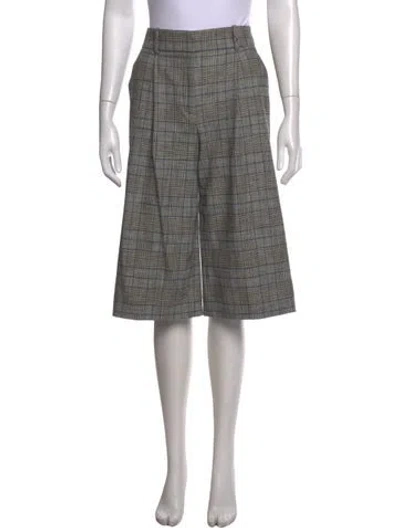 Pre-owned Veronica Beard Plaid Print Wide Leg Pants In Grey