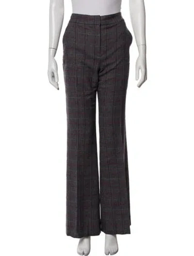 Pre-owned Veronica Beard Plaid Print Wide Leg Pants In Grey