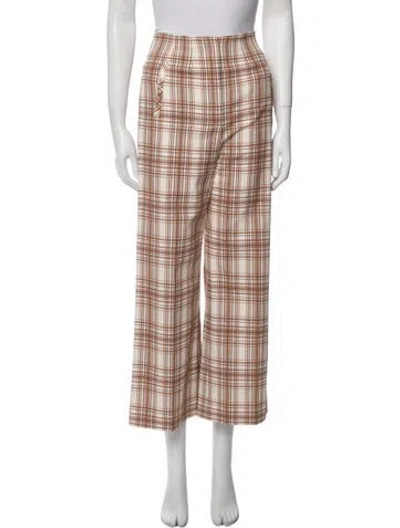Pre-owned Veronica Beard Plaid Print Wide Leg Pants In Multi