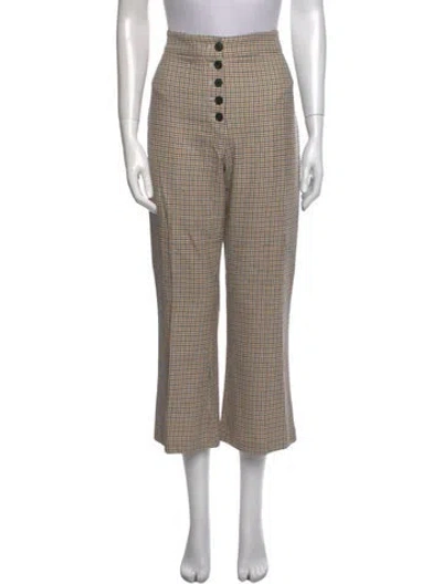 Pre-owned Veronica Beard Plaid Print Wide Leg Pants In Multi