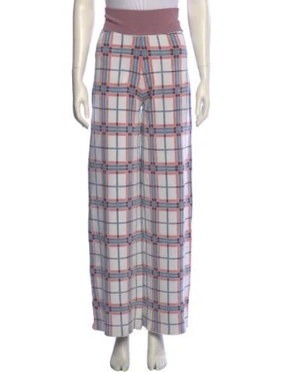 Pre-owned Veronica Beard Plaid Print Wide Leg Pants In Multi