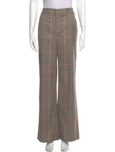 Pre-owned Veronica Beard Plaid Print Wide Leg Pants In Multi