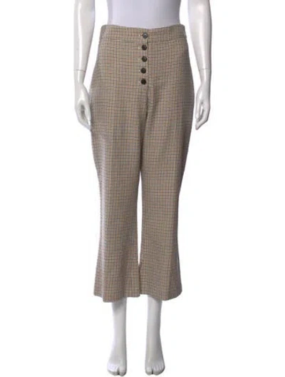 Pre-owned Veronica Beard Plaid Print Wide Leg Pants In Multi