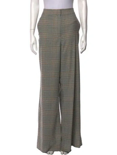 Pre-owned Veronica Beard Plaid Print Wide Leg Pants In Neutral