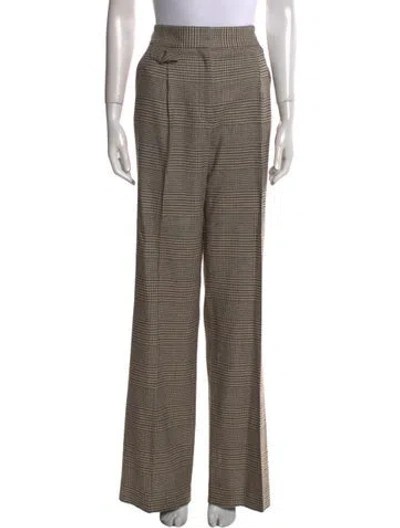 Pre-owned Veronica Beard Plaid Print Wide Leg Pants In Neutral