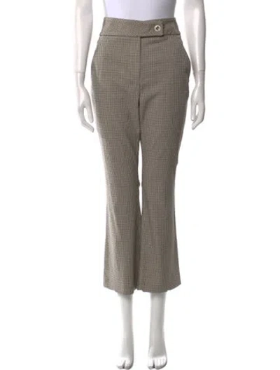 Pre-owned Veronica Beard Plaid Print Wide Leg Pants In Neutral