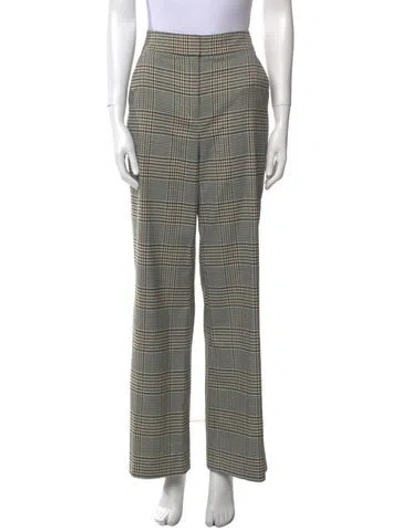 Pre-owned Veronica Beard Plaid Print Wide Leg Pants In Neutral
