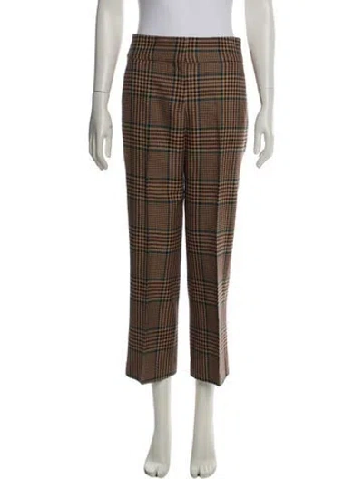 Pre-owned Veronica Beard Plaid Print Wide Leg Pants In Neutral