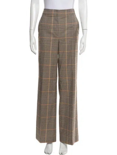 Pre-owned Veronica Beard Plaid Print Wide Leg Pants In Neutral