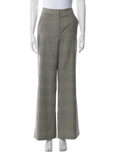 Pre-owned Veronica Beard Plaid Print Wide Leg Pants In Neutral