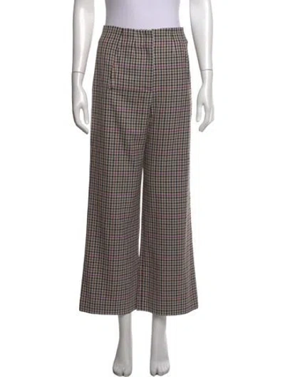 Pre-owned Veronica Beard Plaid Print Wide Leg Pants In Purple