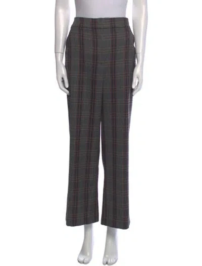 Pre-owned Veronica Beard Plaid Print Wide Leg Pants W/ Tags In Gray