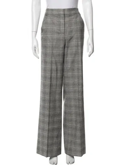 Pre-owned Veronica Beard Plaid Print Wide Leg Pants W/ Tags In Grey