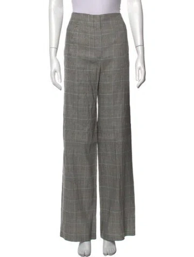 Pre-owned Veronica Beard Plaid Print Wide Leg Pants W/ Tags In Grey