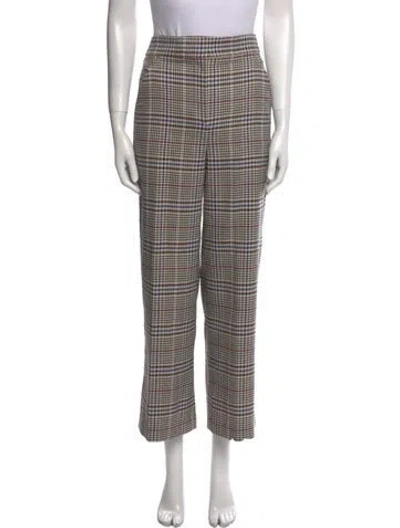 Pre-owned Veronica Beard Plaid Print Wide Leg Pants W/ Tags In Neutral