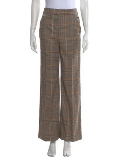 Pre-owned Veronica Beard Plaid Print Wide Leg Pants W/ Tags In Neutral