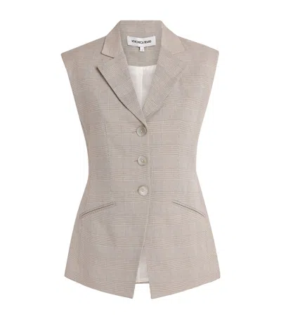 Veronica Beard Plaid Sorenne Waistcoat In Neutral