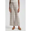 Veronica Beard Brixton Karierte Cropped Hose Mit Weitem Bein Aus Leinen In Khaki Multi