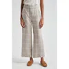 Veronica Beard Brixton Karierte Cropped Hose Mit Weitem Bein Aus Leinen In Khaki Multi