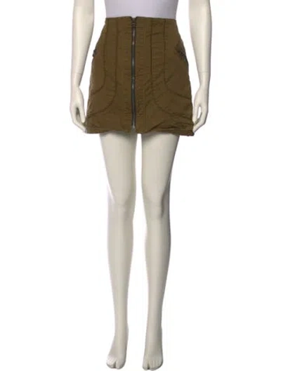 Pre-owned Veronica Beard Pleated Accents Mini Skirt In Green