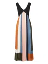 Veronica Beard Nelly Pleated Maxi Dress In Dove Multi In Multi